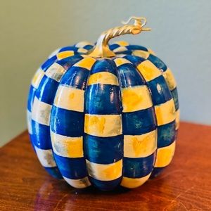 French blue and cream 8”in hand painted pumpkin